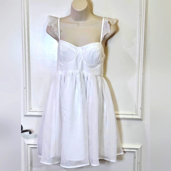 LE LIS Western Vogue White Sweetheart Neckline Fit&Flare Mini Dress,Large,NWT - Picture 9 of 16